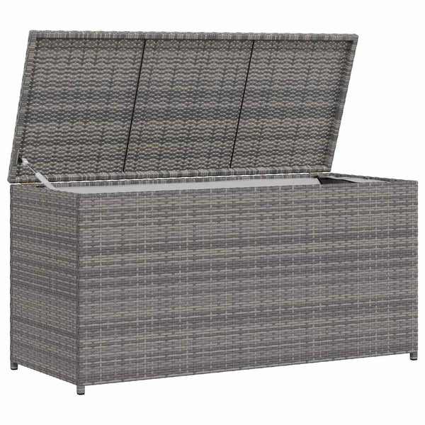 Harmaa puutarhan säilytyslaatikko Gioga 120x50x60cm (polyrottinki)