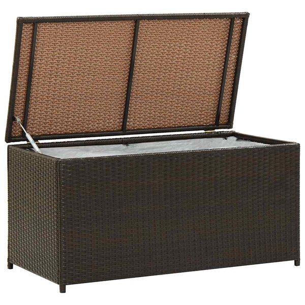 Ruskea puutarhan säilytyslaatikko Dulcineia 100x50x50cm (polyrottinki)