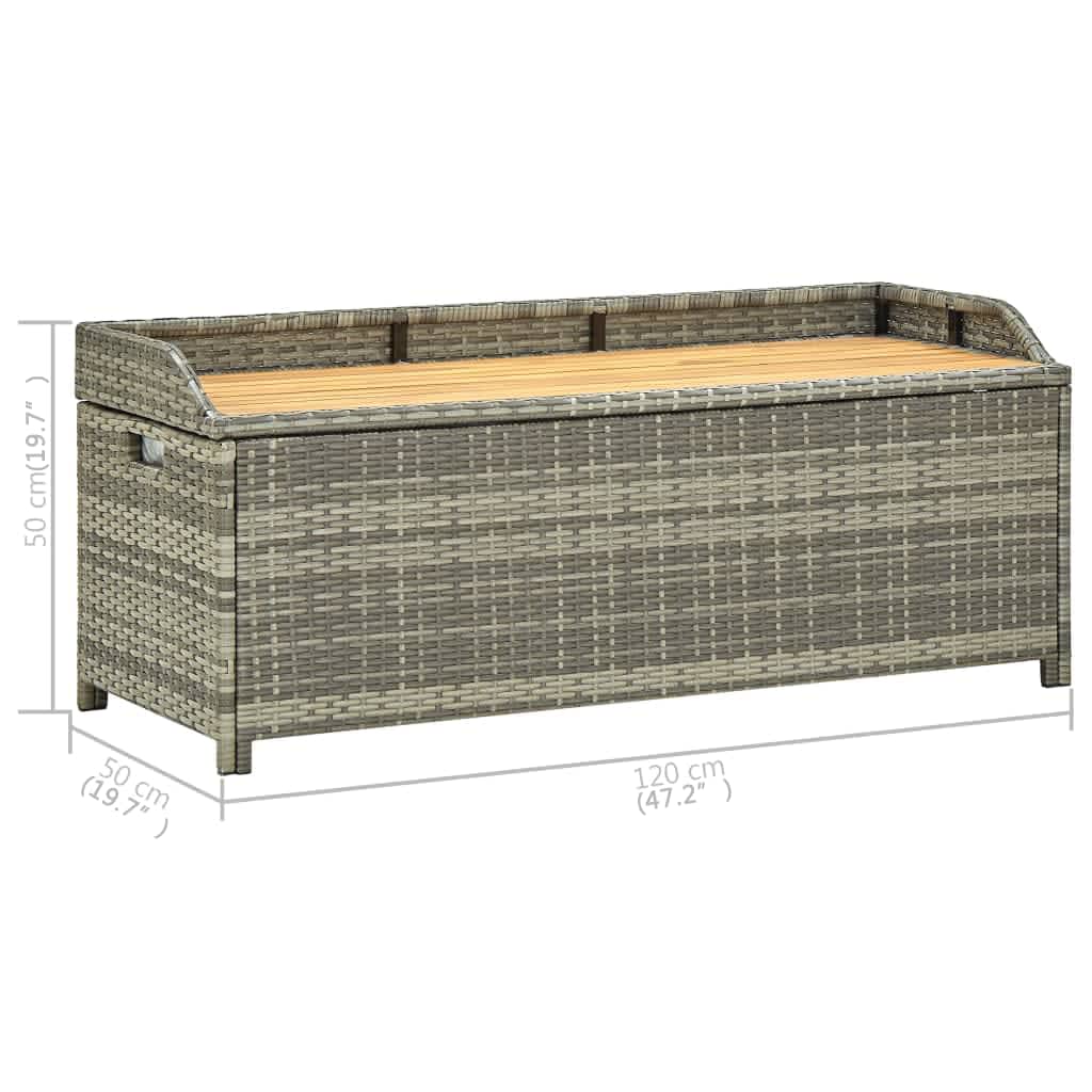 Harmaa puutarhan säilytyspenkki Freige 120cm (polyrottinki)