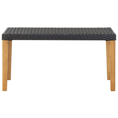 Puutarhapenkki 120 cm musta polyrottinki ja täysi akaasiapuu