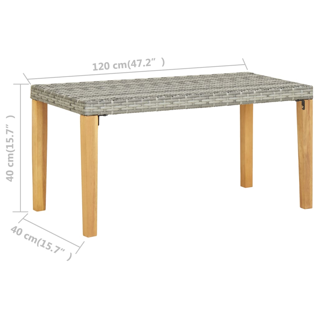 Harmaa puutarhapenkki Ghinai 120cm (polyrottinki ja akaasiapuu)