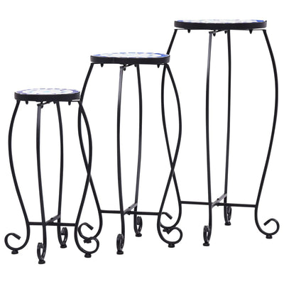 Sininen ja valkoinen mosaiikkipöytä Born (3 kpl keramiikka)