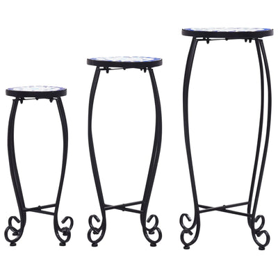 Sininen ja valkoinen mosaiikkipöytä Born (3 kpl keramiikka)