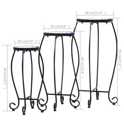 Sininen ja valkoinen mosaiikkipöytä Born (3 kpl keramiikka)