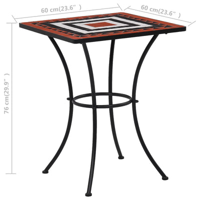 Mosaiikkibistropöytä terrakotta ja valkoinen 60 cm keramiikka
