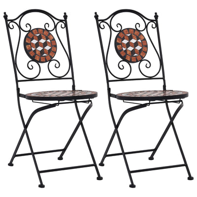 Mosaiikki bistrotuolit 2 kpl ruskea keramiikka
