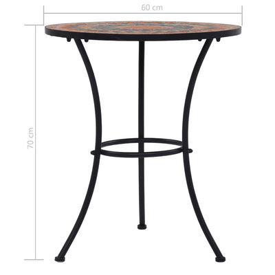 Mosaiikkibistropöytä oranssi/harmaa 60 cm keramiikka