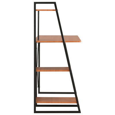 Musta ja ruskea työpöytä hyllyillä Alyssia 102x50x117cm