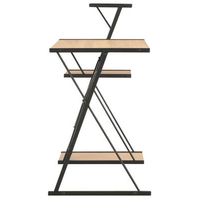 Musta ja tammi työpöytä hyllyllä Gurei 116x50x93cm