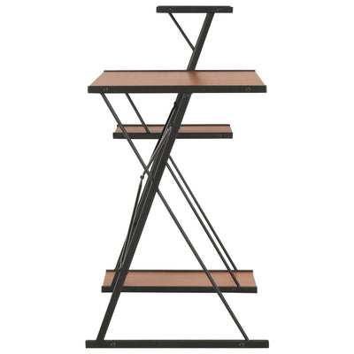 Musta ja ruskea työpöytä hyllyllä Gurei 116x50x93cm