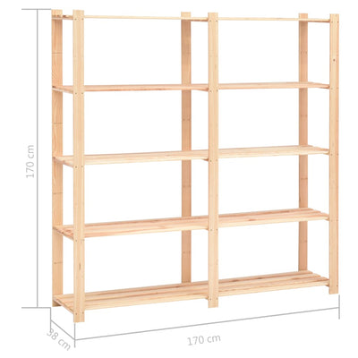 5-kerroksinen varastohylly 170x38x170 cm täysi mänty 500 kg