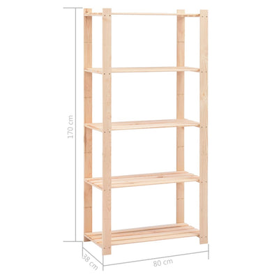 5-kerroksinen varastohylly 80x38x170 cm täysi mänty 250 kg