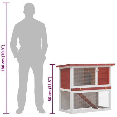 Punainen kanin ulkohäkki Sandusa (1 ovi, puu)