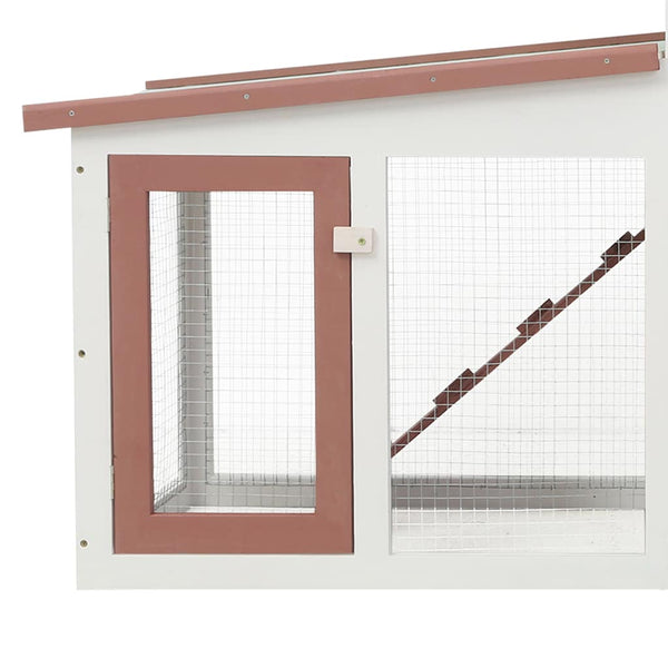 Ruskea ja valkoinen suuri kanin ulkokoppi Lashonda 204x45x85cm (puu)