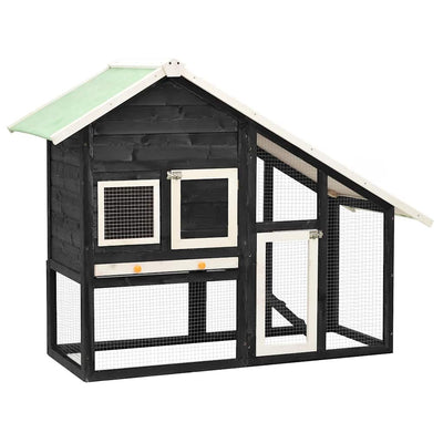 Harmaa ja valkoinen kaninkoppi Ika 140x63x120cm (kuusi)