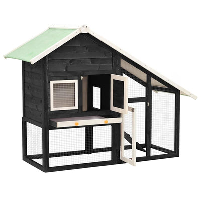 Harmaa ja valkoinen kaninkoppi Ika 140x63x120cm (kuusi)