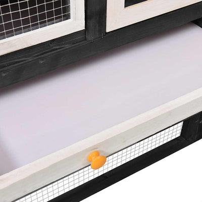 Harmaa ja valkoinen kaninkoppi Ika 140x63x120cm (kuusi)