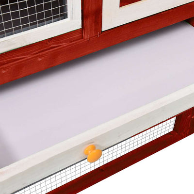 Punainen ja valkoinen kaninkoppi Ika 140x63x120cm (kuusi)