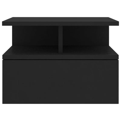 Kelluvat yöpöydät 2 kpl musta 40x31x27 cm tekninen puu