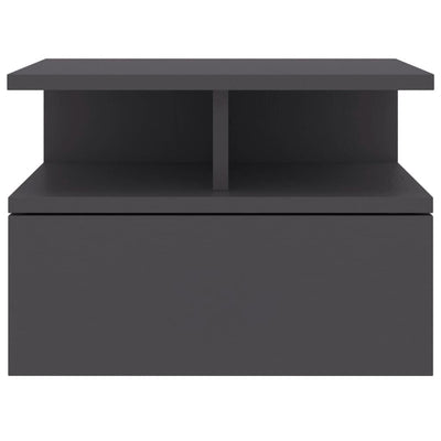 Kelluvat yöpöydät 2 kpl harmaa 40x31x27 cm tekninen puu