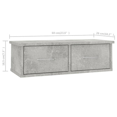Seinälaatikkohylly betoninharmaa 60x26x18,5 cm tekninen puu