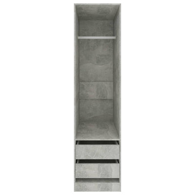 Vaatekaappi laatikoilla betoninharmaa 50x50x200 cm tekninen puu