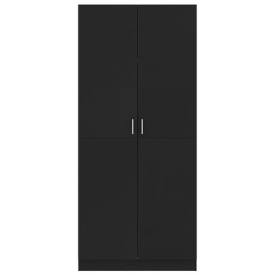 Vaatekaappi musta 80x52x180 cm tekninen puu