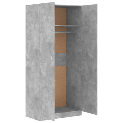 Vaatekaappi betoninharmaa 90x52x200 cm tekninen puu