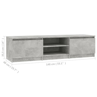 TV-taso betoninharmaa 140x40x35,5 cm tekninen puu