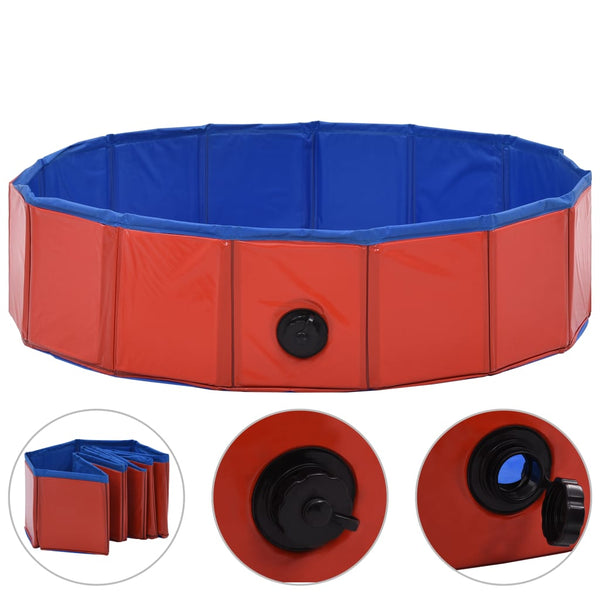 Punainen kokoontaitettava koiran uima-allas Atili 80x20cm (pvc)