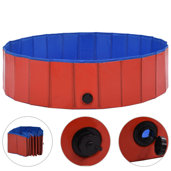 Punainen kokoontaitettava koiran uima-allas Atili 120x30cm (pvc)