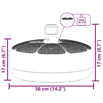 Musta päivänvarjon alusta Keeti 15 l (hiekka-/vesitäytteinen)
