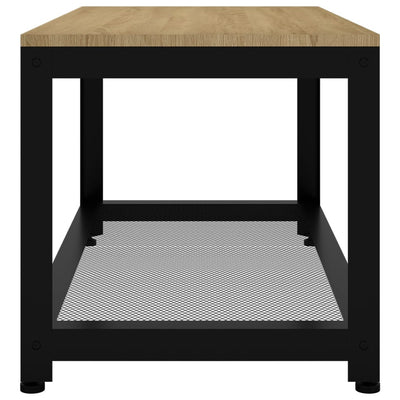 Sohvapöytä vaaleanruskea ja musta 90x45x45 cm MDF ja rauta