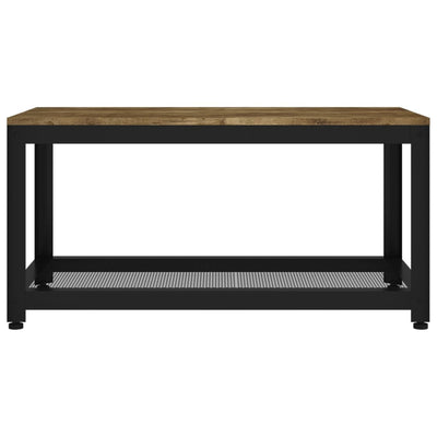 Sohvapöytä tummanruskea ja musta 90x45x45 cm MDF ja rauta