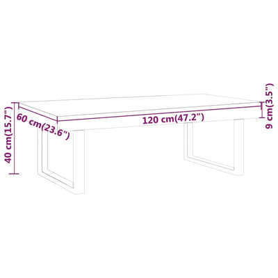 Sohvapöytä tummanruskea ja musta 120x60x40 cm MDF ja rauta