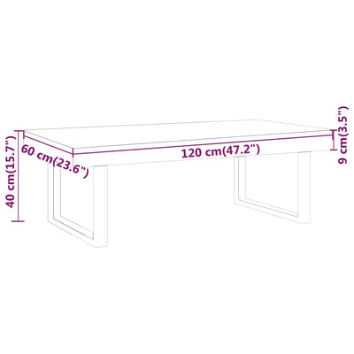 Sohvapöytä harmaa ja musta 120x60x40 cm MDF ja rauta