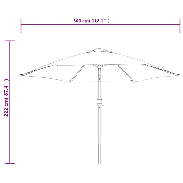Aurinkovarjo metallirunko 300 cm musta