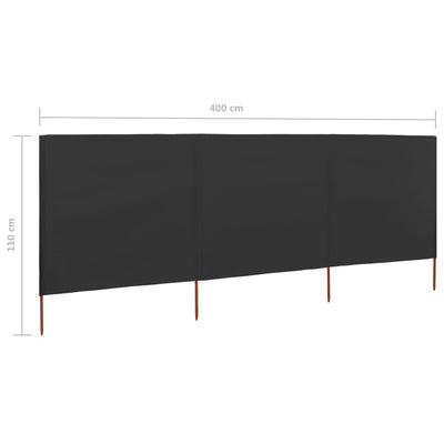 Tuulensuojakangas 3 paneelilla 400x80 cm antrasiitti