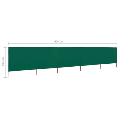 Tuulensuojakangas 5 paneelilla 600x160 cm vihreä