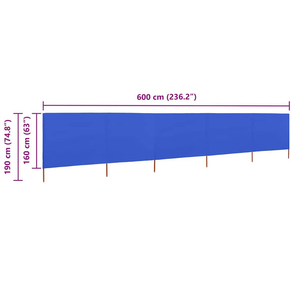 Tuulensuojakangas 5 paneelilla 600x160 cm taivaansininen