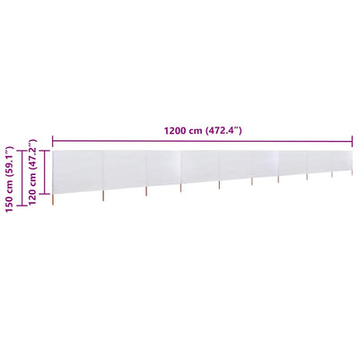 Hiekanvalkoinen tuulensuojakangas 9 paneelilla Maebelle 1200x120cm