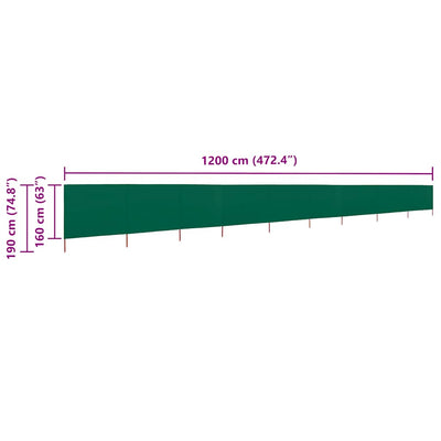 Tuulensuojakangas 9 paneelilla 1200x160 cm vihreä