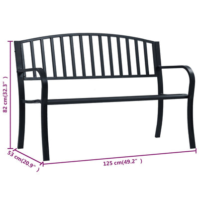 Puutarhapenkki 125 cm musta teräs