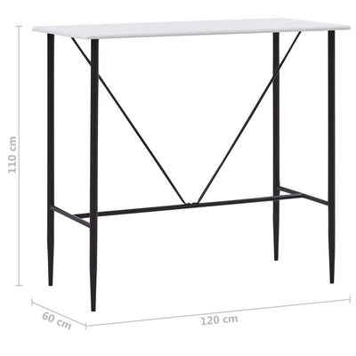 Baaripöytä valkoinen 120x60x110 cm MDF