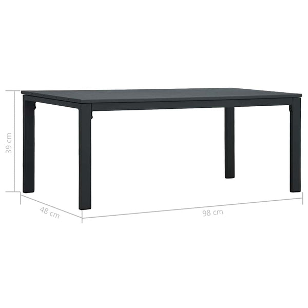 Sohvapöytä harmaa 98x48x39 cm HDPE puutyyli