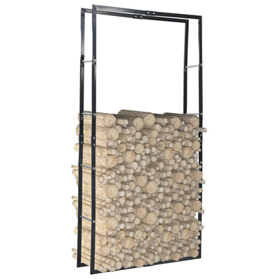 Polttopuuteline musta 100x25x200 cm teräs