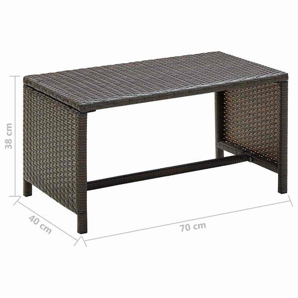 Sohvapöytä ruskea 70x40x38 cm polyrottinki