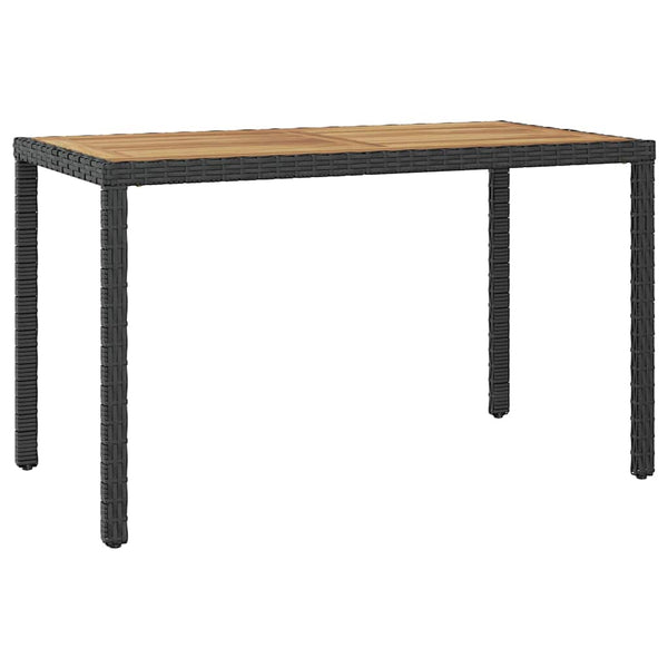 Puutarhapöytä musta ja ruskea 123x60x74 cm täysi akaasia