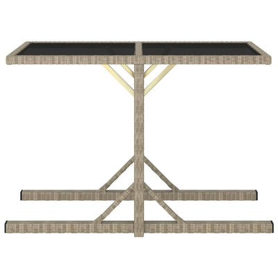 Puutarhapöytä beige 110x53x72 cm lasi ja polyrottinki