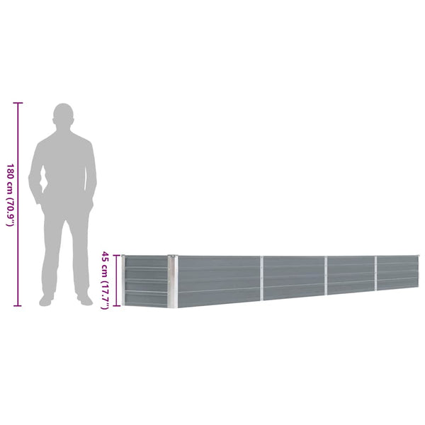 Harmaa korotettu kukkalaatikko galvanoitu teräs Hareclia 320x40x45cm